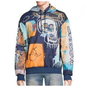 Jean-Michel Basquiat  Mens Members Only Skull Hoodie Size Medium Blue AN NWT